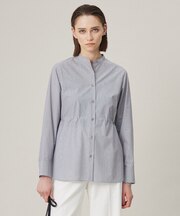 【洗える】 クリーンブロード バンドカラーシャツ