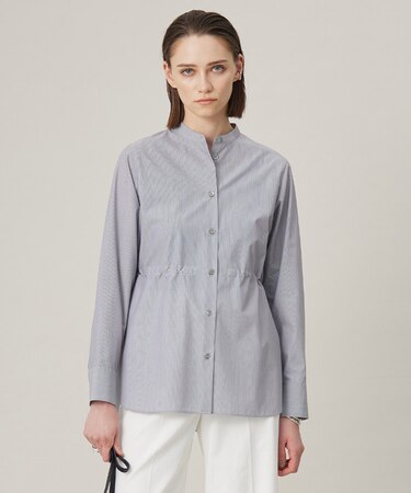 【洗える】 クリーンブロード バンドカラーシャツ