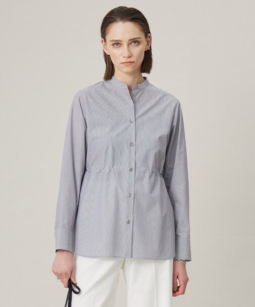 【洗える】 クリーンブロード バンドカラーシャツ