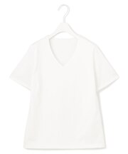 【洗える】 スーペリアジャージー Vネック半袖プルオーバー
