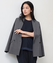 【CLASSY.5月号掲載・接触冷感・UVケア・撥水・洗える】LooseWeave ダブルブレストジャケット