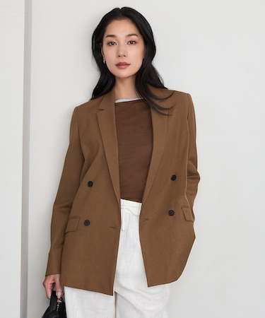 【CLASSY.5月号掲載・接触冷感・UVケア・撥水・洗える】LooseWeave ダブルブレストジャケット