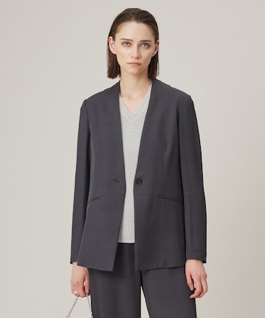 Vi/Ly/Liツイル ノーカラージャケット