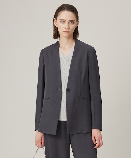 Vi/Ly/Liツイル ノーカラージャケット