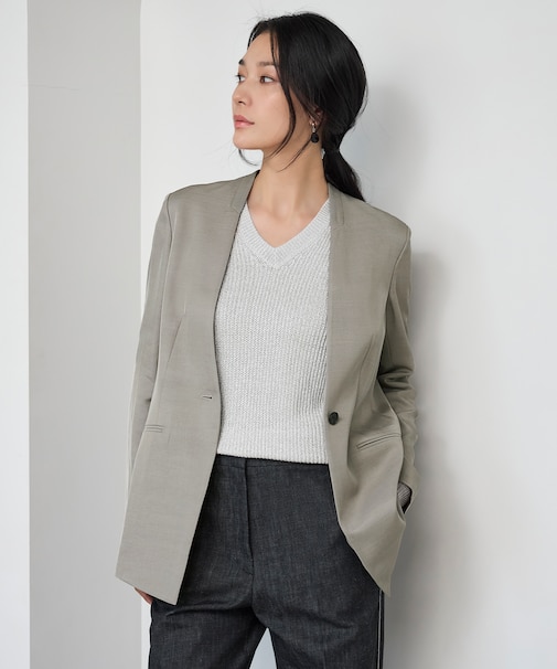 Vi/Ly/Liツイル ノーカラージャケット