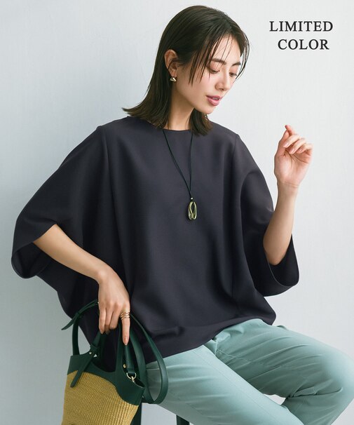 【新色追加・WEB限定カラーあり・UVケア・接触冷感・速乾・防シワ・洗える】FluidBackSatin ドルマンスリーブブラウス