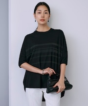 【接触冷感・洗える】 VIS/NYハイゲージ シアーボーダープルオーバー