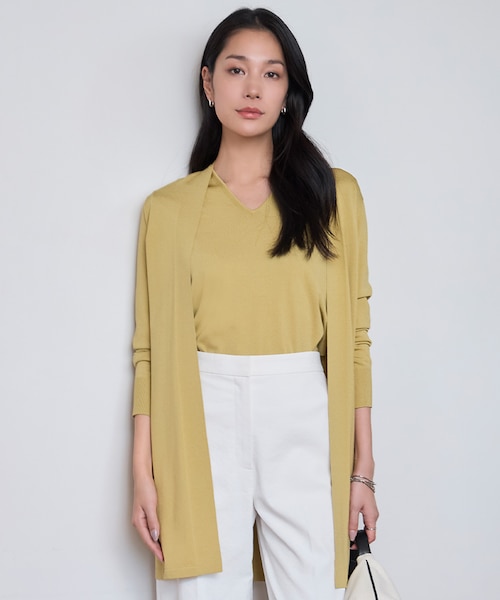 洗える】シンセティックハイゲージ ロングカーディガン｜アイシービー