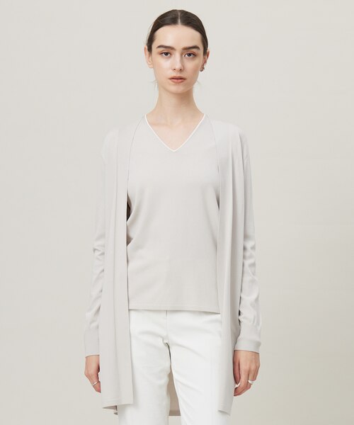 洗える】シンセティックハイゲージ ロングカーディガン｜アイシービー