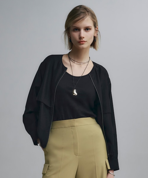 接触冷感・速乾・洗える】 リヨセルナイロンワッシャー ノーカラー