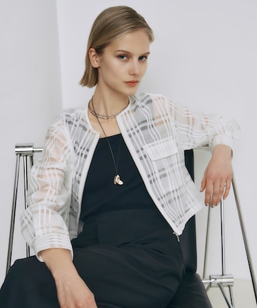 【洗える】シアードビーチェックブルゾン