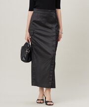 【洗える】 ハイマルチストレッチサテン スカート