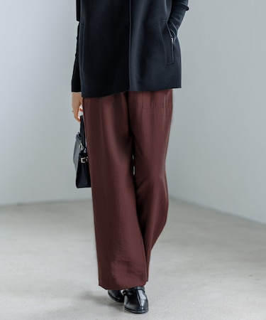 【人気のため新色追加・接触冷感・洗える】 ワッシャーツイル ワイドストレートパンツ