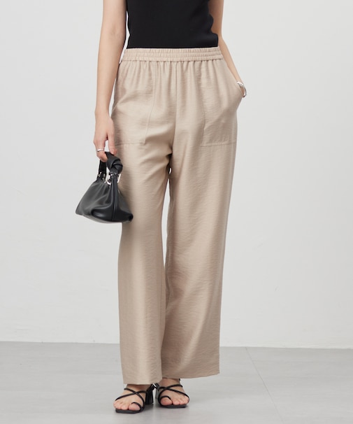 【人気のため新色追加・接触冷感・洗える】 ワッシャーツイル ワイドストレートパンツ