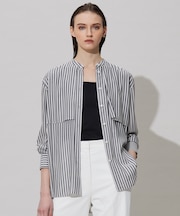 【洗える】キュプラローンストライプ シャツ