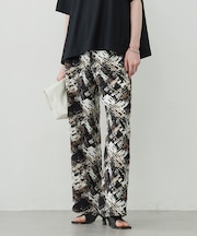 【洗える】 ブラッシュプリント ワイドパンツ