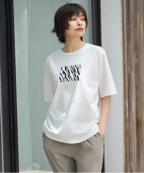 【接触冷感・UVケア・洗える】ゼブラ柄 TEE 接触冷感・UVケア・洗える】ゼブラ柄 TEE｜アイシービーの通販