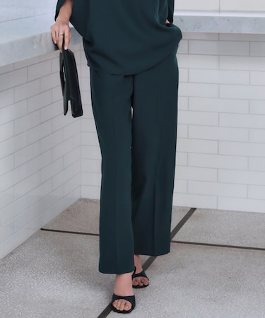 【新色追加・UVケア・接触冷感・速乾・防シワ・洗える】 FluidBackSatin ワイドパンツ