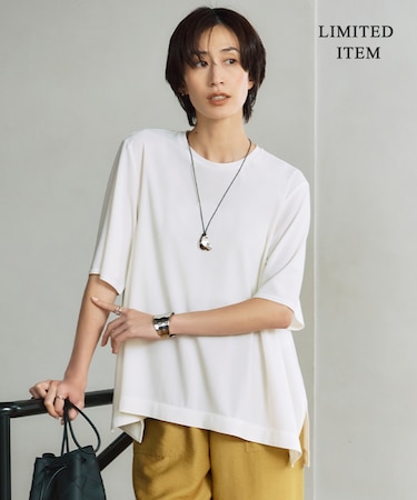 【WEB限定・洗える】シアートリコット ペプラムカットソー