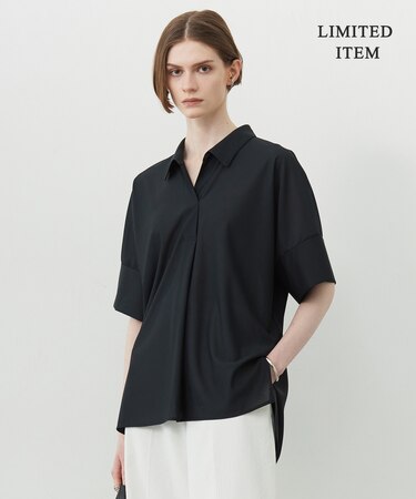 【WEB限定・洗える】シアートリコット スキッパーカットソー