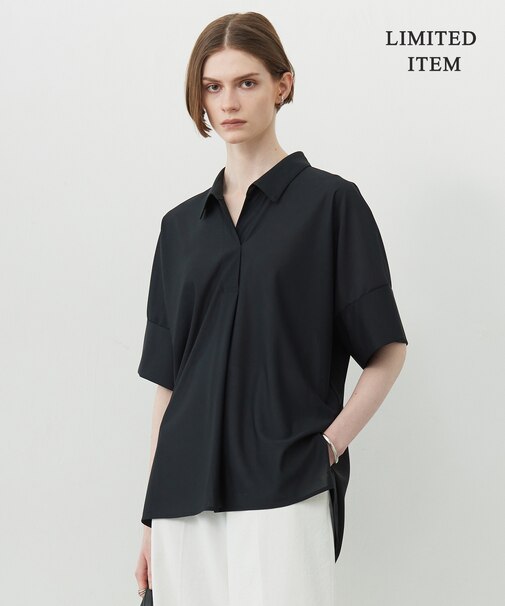 【WEB限定・洗える】シアートリコット スキッパーカットソー