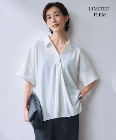 【WEB限定・洗える】シアートリコット スキッパーカットソー