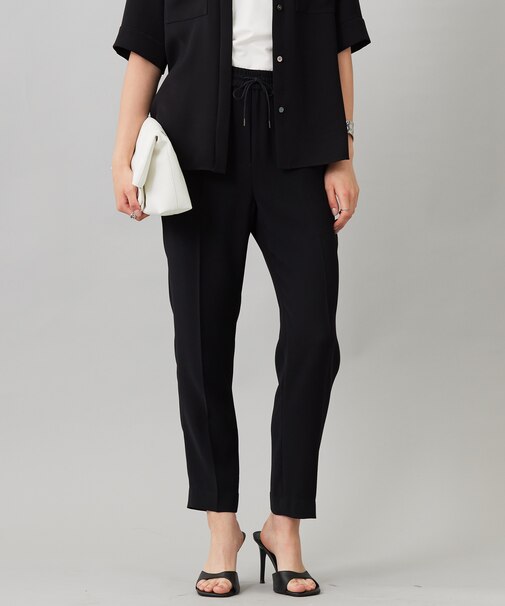 【UVカット・防シワ・洗える】ライトダブルクロス ドロストパンツ