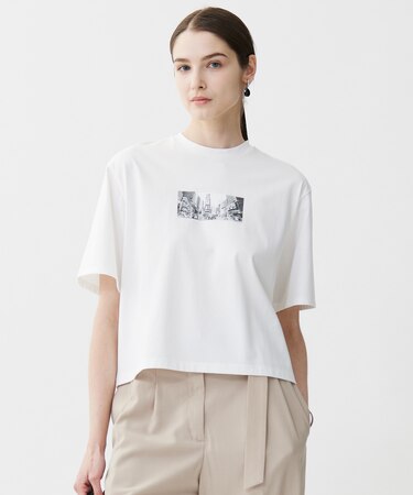 【接触冷感・UVケア・洗える】クロップド ロゴTEE