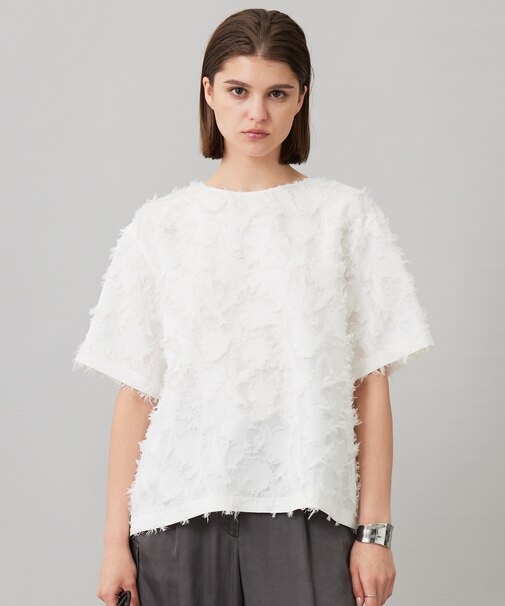 【洗える】 ヘアリーシアージャカード ブラウス