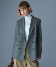 【UVカット・洗える】ウール2WAYストレッチ ダブルブレストジャケット
