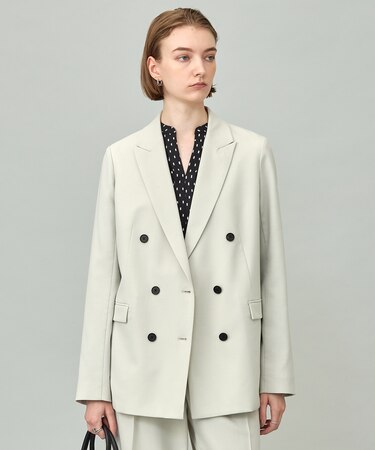 【UVカット・洗える】ウール2WAYストレッチ ダブルブレストジャケット