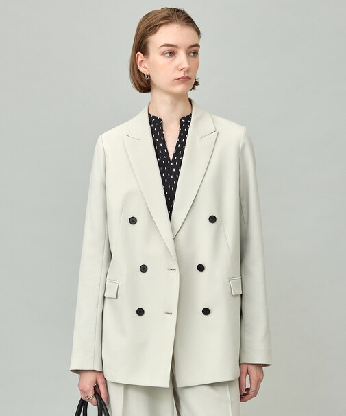 【UVカット・洗える】ウール2WAYストレッチ ダブルブレストジャケット