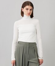 【洗える】 パウダリーチュール ハイネックトップス
