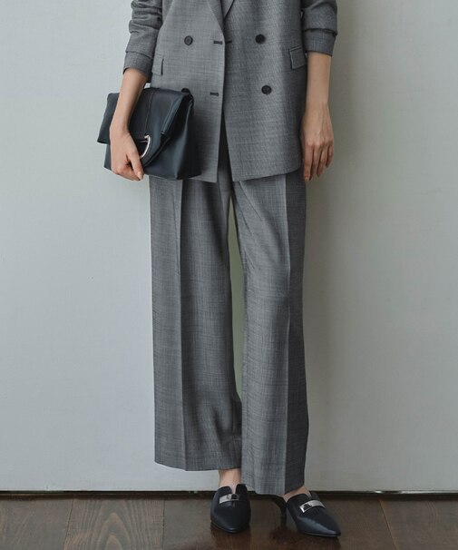 【UVカット・洗える】ウール2WAYストレッチ ワイドパンツ