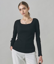 【洗える】【OUR WACOAL コラボ】カップイン スクエアネックロングTシャツ
