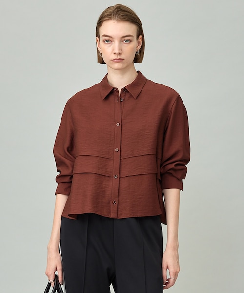 【洗える】 ワッシャーツイル クロップドブラウス 洗える】 ワッシャーツイル クロップドブラウス｜アイシービーの通販