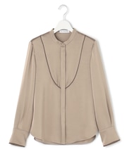 【WEB＆一部店舗限定】 DrapySatin バンドカラーシャツ