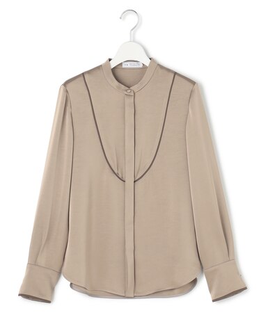【WEB＆一部店舗限定】 DrapySatin バンドカラーシャツ