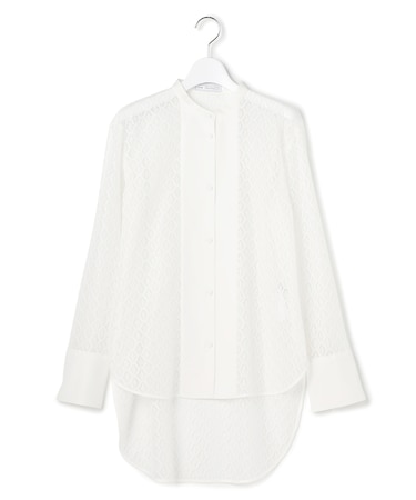 【WEB＆一部店舗限定】SustainableLace バンドカラー ブラウス