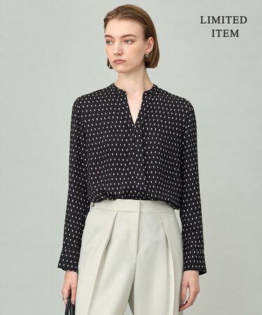 【新色追加・WEB限定】BackSatinAmunzen キーネックブラウス