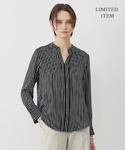 【新色追加・WEB限定】BackSatinAmunzen キーネックブラウス