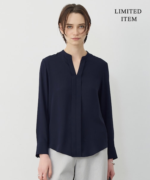 【新色追加・WEB限定】BackSatinAmunzen キーネックブラウス
