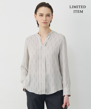 【新色追加・WEB限定】BackSatinAmunzen キーネックブラウス