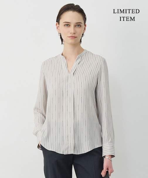 【新色追加・WEB限定】BackSatinAmunzen キーネックブラウス