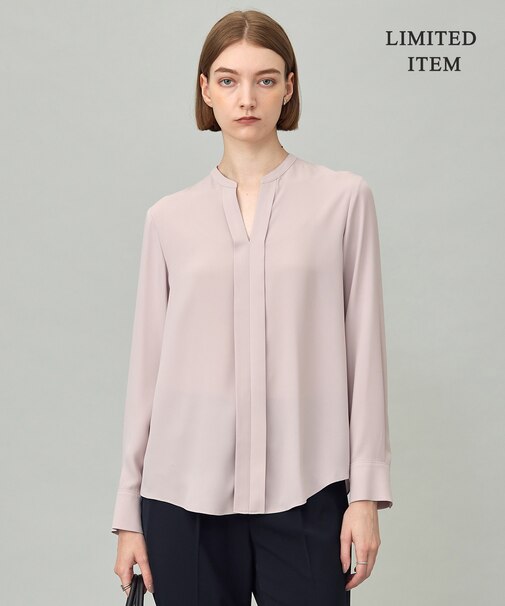 【新色追加・WEB限定】BackSatinAmunzen キーネックブラウス