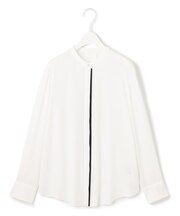 【WEB限定カラーあり・接触冷感・UVケア・速乾・洗える】BackSatinAmunzen バンドカラーブラウス