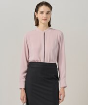 【WEB限定カラーあり・接触冷感・UVケア・速乾・洗える】BackSatinAmunzen バンドカラーブラウス