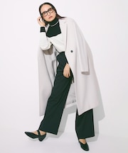 ウォームサテン ワイドストレートパンツ