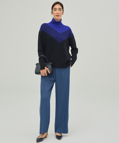 ウォームサテン ワイドストレートパンツ