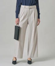 ウォームサテン ワイドストレートパンツ